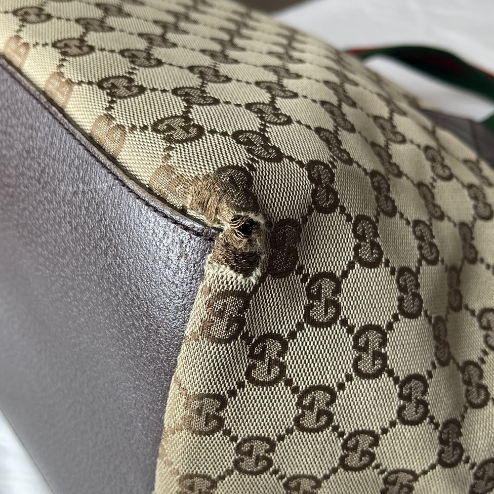 Authentic Gucci GG Monogram Supreme Sherry Web Satchel Tote Bag with COA - Picture 11 of 17